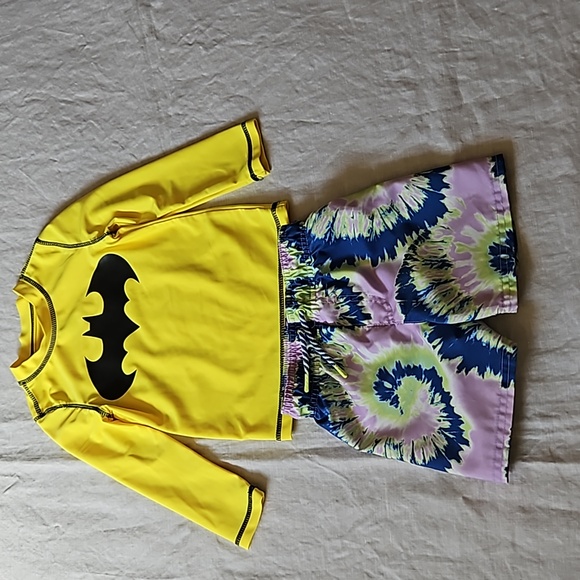 Batsman and Cat&Jack Other - Toddler Swim shirt and short set size 2T